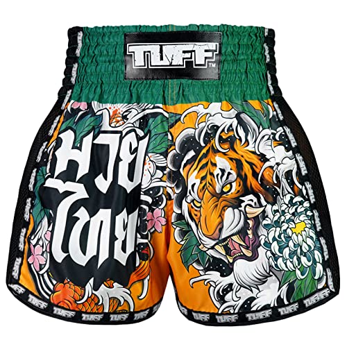 Tuff Sport Retro Muay Thai Shorts Boxen Shorts Classic Slim Cut MMA Kickboxen Workout Set Kleidung Training, Tuf-msc105-ylw, XL von Tuff Sport