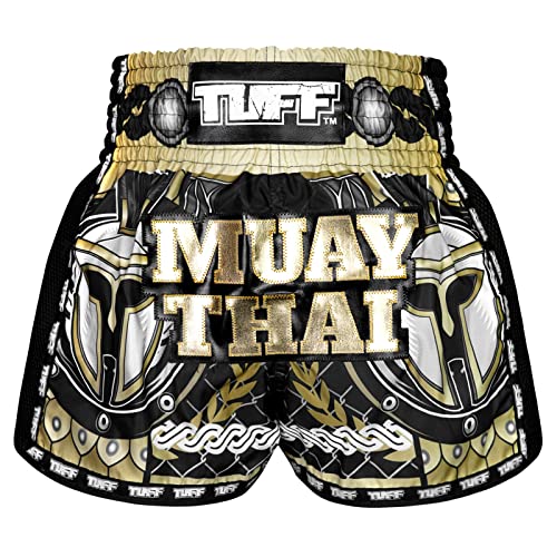 Tuff Sport Retro-Muay-Thai-Shorts, Box-Shorts, klassisch, schmaler Schnitt, MMA, Kickboxen, Workout-Set, Kleidung, Training, Tuf-msc109-blk, Klein von Tuff Sport