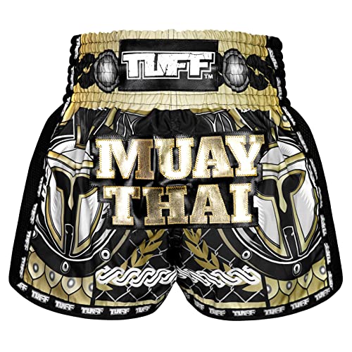 Tuff Sport Retro Muay Thai Shorts Boxen Shorts Classic Slim Cut MMA Kickboxen Workout Set Kleidung Training, Tuf-msc109-blk, Mittel von Tuff Sport