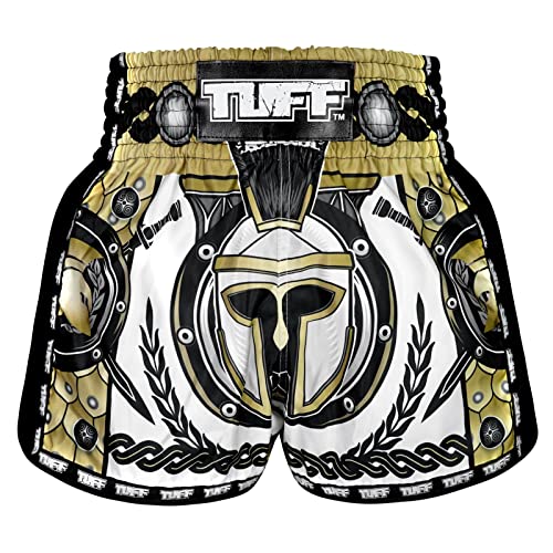 Tuff Sport Retro Muay Thai Shorts Boxen Shorts Classic Slim Cut MMA Kickboxen Workout Set Kleidung Training, Tuf-msc110-wht, Groß von Tuff Sport