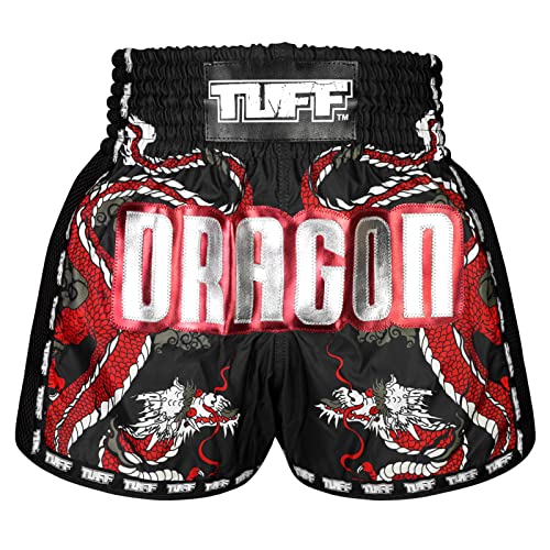 Tuff Sport Retro Muay Thai Shorts Boxen Shorts Classic Slim Cut MMA Kickboxen Workout Set Kleidung Training, Tuf-msc115-blk, Mittel von Tuff Sport