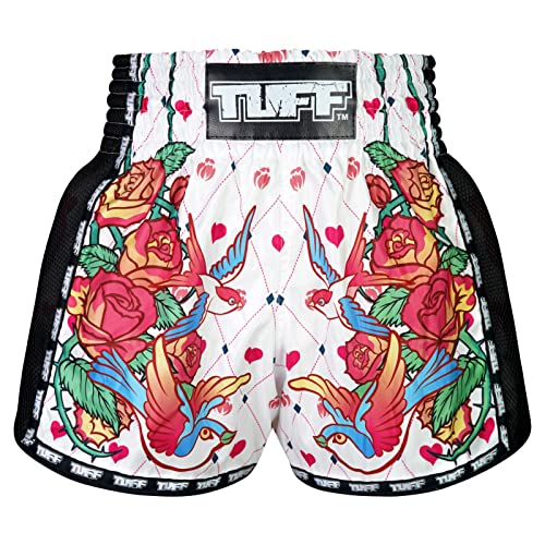 Tuff Sport Retro Muay Thai Shorts Boxen Shorts Classic Slim Cut MMA Kickboxen Workout Set Kleidung Training, Tuf-msc124-wht, Groß von Tuff Sport