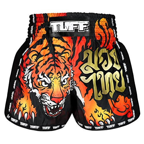 Tuff Sport Retro Muay Thai Shorts Boxen Shorts Classic Slim Cut MMA Kickboxen Workout Set Kleidung Training, Tuf-msc125-blk, Mittel von Tuff Sport