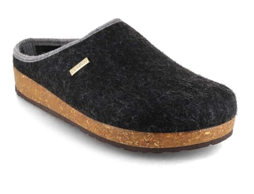 Herren Hausschuhe Komfort mit Kork-Fußbett Filz-Pantoffeln Clogs vegan, 42 von Tuffeln