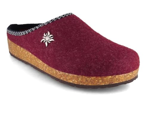 Tuffeln Edelweiß Filz-Pantoffeln Damen Clogs vegane Hausschuhe mit Korkfußbett und Edelweiß Applikation, 39 von Tuffeln
