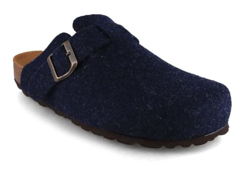 Tuffeln Feierabend Clogs Filz-Pantoffeln Hausschuhe mit Schnalle, 46 von Tuffeln