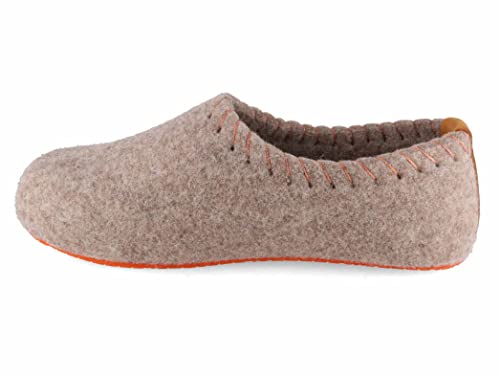 Tuffeln Hauszeit Filz-Slipper mit Korkfußbett für Damen und Herren, torf orange Gr. 41 von Tuffeln