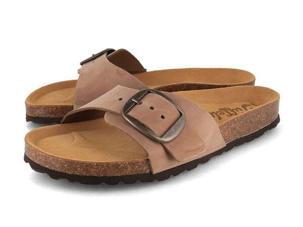 Tuffeln Leder-Pantolette Fehmarn mit weichem Kork-Fußbett Einschnaller-Sandalen von Tuffeln