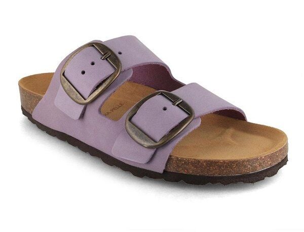 Tuffeln Leder-Pantoletten Föhr mit weichem Kork-Fußbett Zweischnaller-Sandalen von Tuffeln