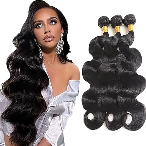 Tuheerst 24 24 24 Inch Body Wave Human Hair Bundles 1B Natural Black Menschliches Haar Human Hair Extensions Unprocessed Echthaar Tressen Double Weft Remy Hair for Woman 3 Bundle Total 300g von Tuheerst