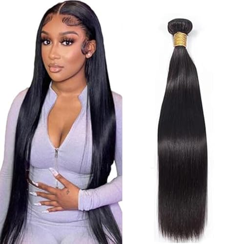 Tuheerst 26 Zoll Straight Human Hair Bundles 1B Natural Black Menschliches Haar Human Hair Extensions Unprocessed Echthaar Tressen Double Weft Remy Hair for Woman 100g/pc von Tuheerst