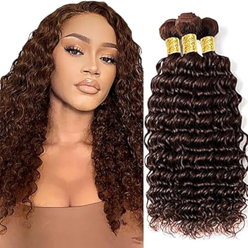 Tuheerst 30 30 30 Zoll Deep Wave Human Hair Bundles #4 Chocolate Brown Menschliches Haar Human Hair Extensions Unprocessed Echthaar Tressen Double Weft Remy Hair for Woman 3 Bundle Total 300g von Tuheerst