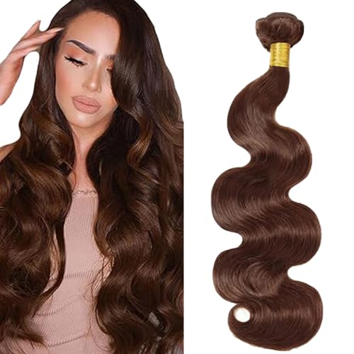 Tuheerst Body Wave Human Hair Bundles #4 Chocolate Brown Menschliches Haar Human Hair Extensions Unprocessed Echthaar Tressen Double Weft Remy Hair for Woman 100g/pc 18 Inch von Tuheerst