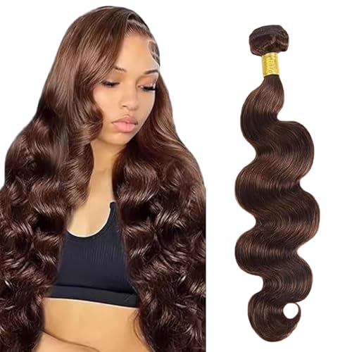 Tuheerst Body Wave Human Hair Bundles #4 Chocolate Brown Menschliches Haar Human Hair Extensions Echthaar Tressen Bündel Single Bundle Double Weft Remy Hair for Woman 12 Zoll von Tuheerst