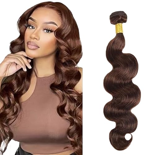 Tuheerst Body Wave Human Hair Bundles #4 Chocolate Brown Menschliches Haar Human Hair Extensions Echthaar Tressen Bündel Single Bundle Double Weft Remy Hair for Woman 24 Zoll von Tuheerst