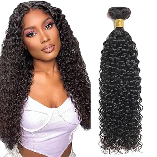 Tuheerst Curly Wave Human Hair Bundles Natural Black Menschliches Haar Human Hair Extensions Echthaar Tressen Bündel Single Bundle Double Weft Remy Hair for Woman 30 Zoll von Tuheerst