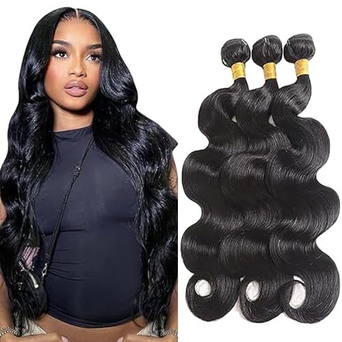 Tuheerst Echthaar Tressen Human Hair Bundles Natural Black Menschliches Haar Extensions Echthaar Double Weft Body Wave Human Hair Extensions 3 Bundles Remy Hair for Woman 14 14 14 Zoll von Tuheerst