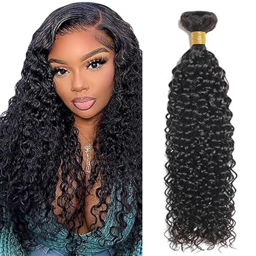 Tuheerst Echthaar Tressen Human Hair Bundles Natural Black Menschliches Haar Extensions Echthaar Double Weft Curly Wave Human Hair Extensions Single Bundle Remy Hair for Woman 30 Zoll von Tuheerst
