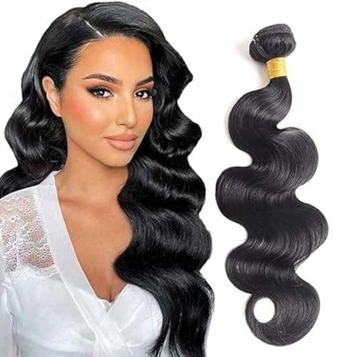 Tuheerst Body Wave Human Hair Bundles Natural Black Menschliches Haar Human Hair Extensions Echthaar Tressen Bündel Single Bundle Double Weft Remy Hair for Woman 24 Zoll von Tuheerst