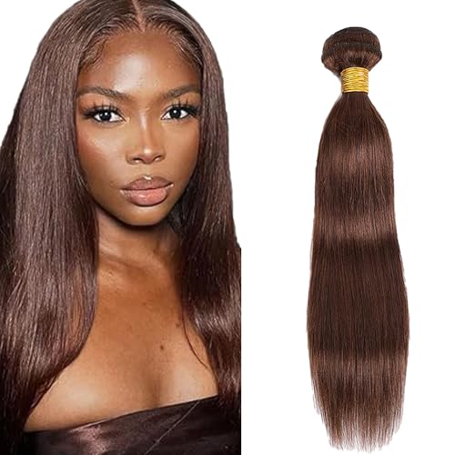 Tuheerst Straight Human Hair Bundles #4 Chocolate Brown Menschliches Haar Human Hair Extensions Unprocessed Echthaar Tressen Double Weft Remy Hair for Woman 100g/pc 12 Inch von Tuheerst
