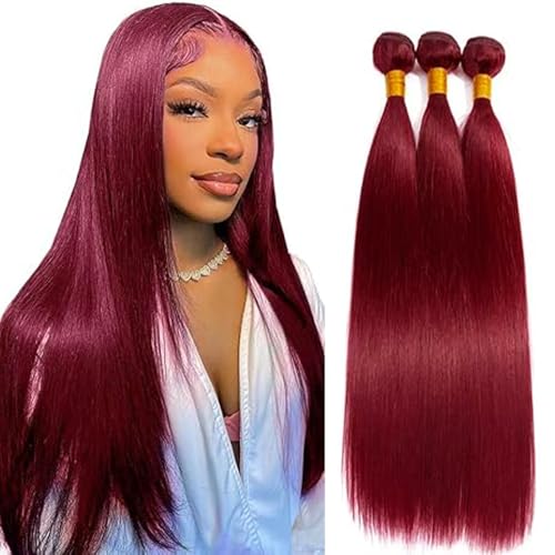 Tuheerst Straight Human Hair Bundles #99J Burgundy Menschliches Haar 3 Bundles 50g/PC Human Hair Extensions Echthaar Tressen Bündel Double Weft Remy Hair for Woman 30 32 34 Zoll Tuheerst Straight Human Hair Bundles #99J Burgundy Menschliches Haar 3 Bundles 50g/PC Human Hair Extensions Echthaar Tressen Bündel Double Weft Remy Hair for Woman 30 32 34 Zoll von Tuheerst