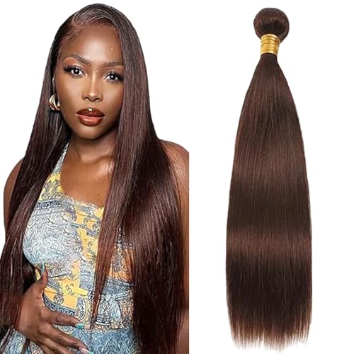 Tuheerst Straight Human Hair Bundles #4 Chocolate Brown Menschliches Haar Human Hair Extensions Echthaar Tressen Bündel Single Bundle Double Weft Remy Hair for Woman 30 Zoll von Tuheerst