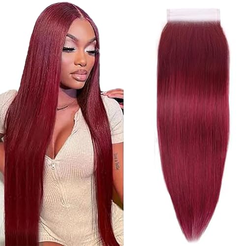 Tuheerst Straight Human Hair Closure 4X4 Lace Closure Menschliches Haar #99J Burgundy Remy Hair Pre Bleached Knots with Baby Hair Free Part for Woman 24 Inch Tuheerst Straight Human Hair Closure 4X4 Lace Closure Menschliches Haar #99J Burgundy Remy Hair Pre Bleached Knots with Baby Hair Free Part for Woman 24 Inch von Tuheerst