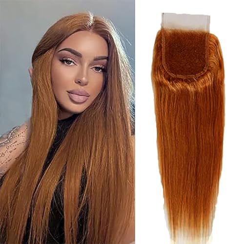 Tuheerst Straight Human Hair Closure 4X4 Lace Closure Menschliches Haar Brown Remy Hair Pre Bleached Knots with Baby Hair Free Part for Woman 12 Inch von Tuheerst