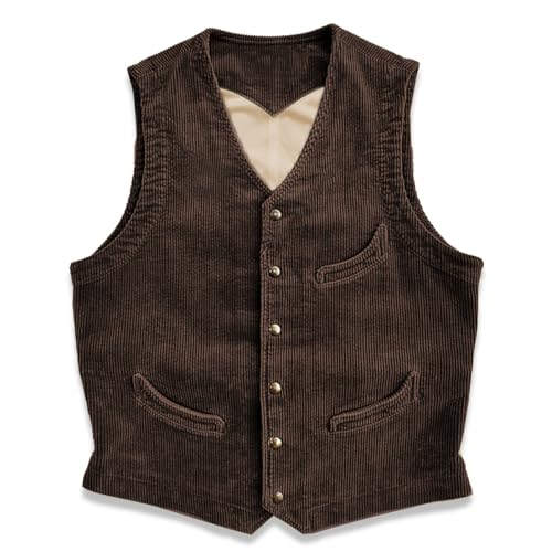Tuikayoo Herren Cord Anzug Weste Business Formal Weste Vintage Weste Western Cowboy Party Hochzeit Weste（Kaffee，XXL） von Tuikayoo
