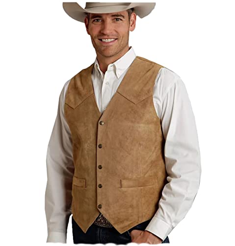 Tuikayoo Herren Lederweste Anzug Weste Wildleder Western Cowboyweste Regular Fit(Braun,L) von Tuikayoo