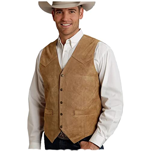 Tuikayoo Herren Lederweste Anzug Weste Wildleder Western Cowboyweste Regular Fit(Braun,M) von Tuikayoo