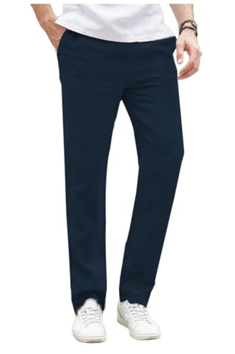 Tuikayoo Herren Sommer Leinenhosen Casual Strand Regular fit Party Hochzeit Prom (Marine,32W*30L) von Tuikayoo