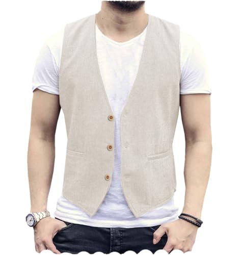 Tuikayoo Herren Sommer Leinenweste Anzugweste Freizeitweste Regular Fit, Elfenbein, X-Large Tuikayoo Herren Sommer Leinenweste Anzugweste Freizeitweste Regular Fit, Elfenbein, X-Large von Tuikayoo
