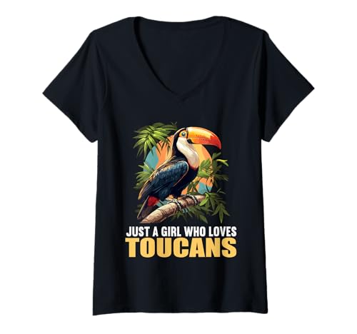 Damen Tukane Tukan T-Shirt mit V-Ausschnitt Damen Tukane Tukan T-Shirt mit V-Ausschnitt von Tukane Tukan Tier Shop