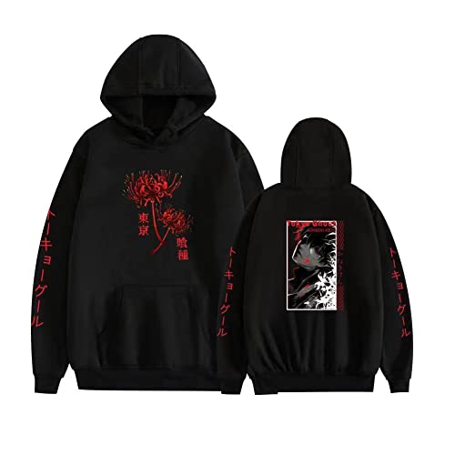 Tokyo Ghoul Hoodie 3D Anime Cosplay Kostüm Sport Freizeithemd Pullover Top Lose Kordelzug Pullover, Schwarz , L von Tuklye