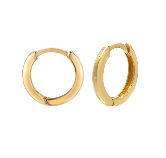 10mm Kleine 14K Solid Gold Creolen, Knorpel Ohrringe, Huggies, Helix, Nasen Ohrringe von Tulajewelry