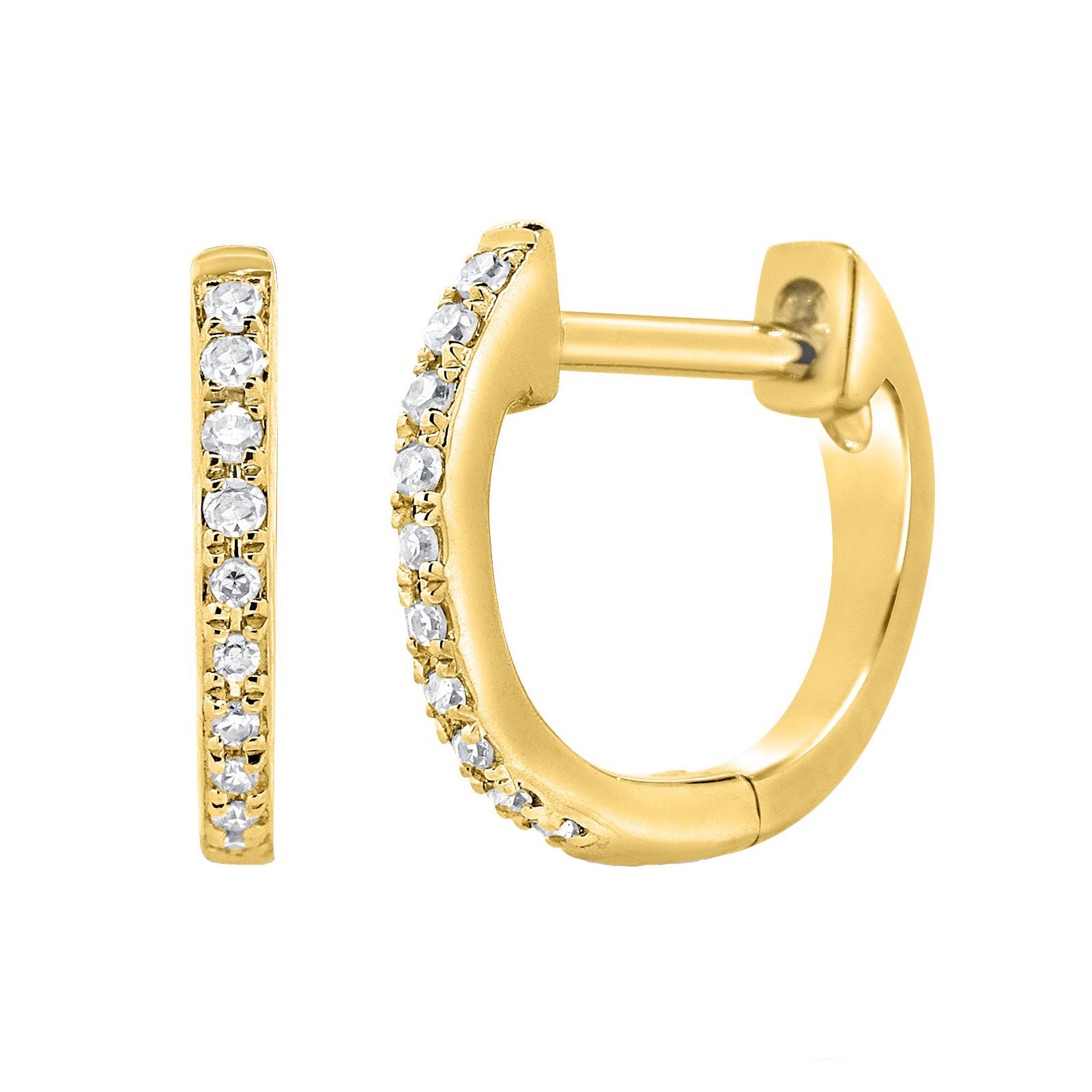 14K Gold Micro Pave Hoop Ohrringe, Knorpel Manschette, Ohrring, 8mm Reifen, Diamant Helix, Nase, Kleine Reifen von Tulajewelry