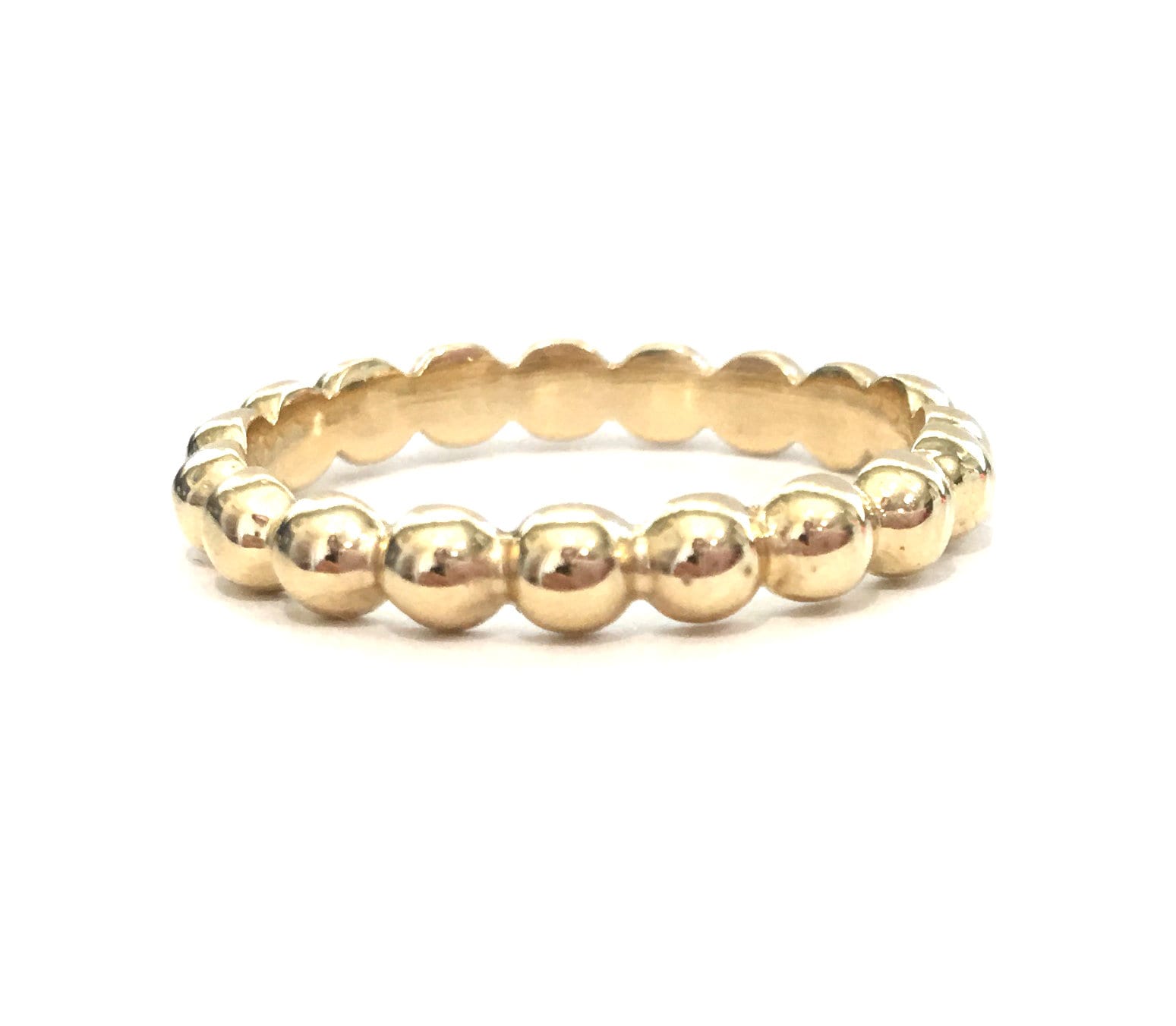 14K Massiver 3mm Gold Perlenring, Stapelring, Full Eternity Perlenring, Hochzeitsband von Tulajewelry