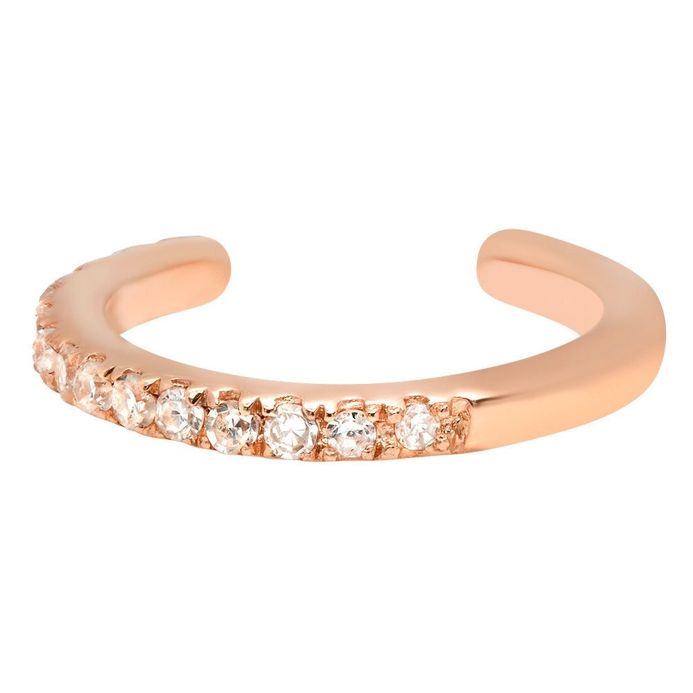 Pave' Diamant Gold Ohr Cuff, Pierceless Knorpel Manschette, Hoop Ohrring 14K Wickel Manschette von Tulajewelry