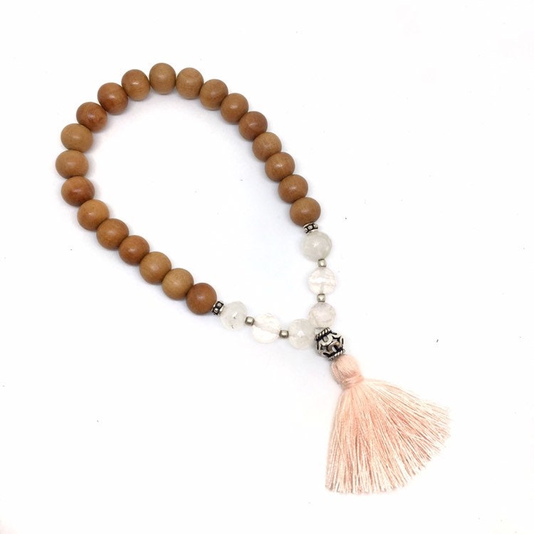 27 Perle Hand Mala-Rose Quartz/Sandal Mala Perlen, Yoga-Schmuck, Meditationsperlen von TulasiMaharani