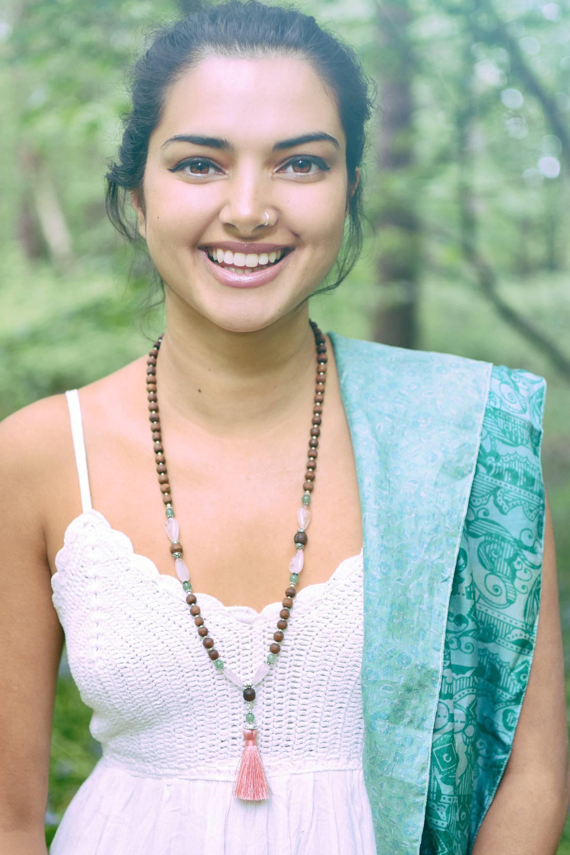 Ananda Mala | Tulasi/Rosenquarz/Aventurin Perlen, 108, Yoga-Schmuck, Meditation Perlen von TulasiMaharani