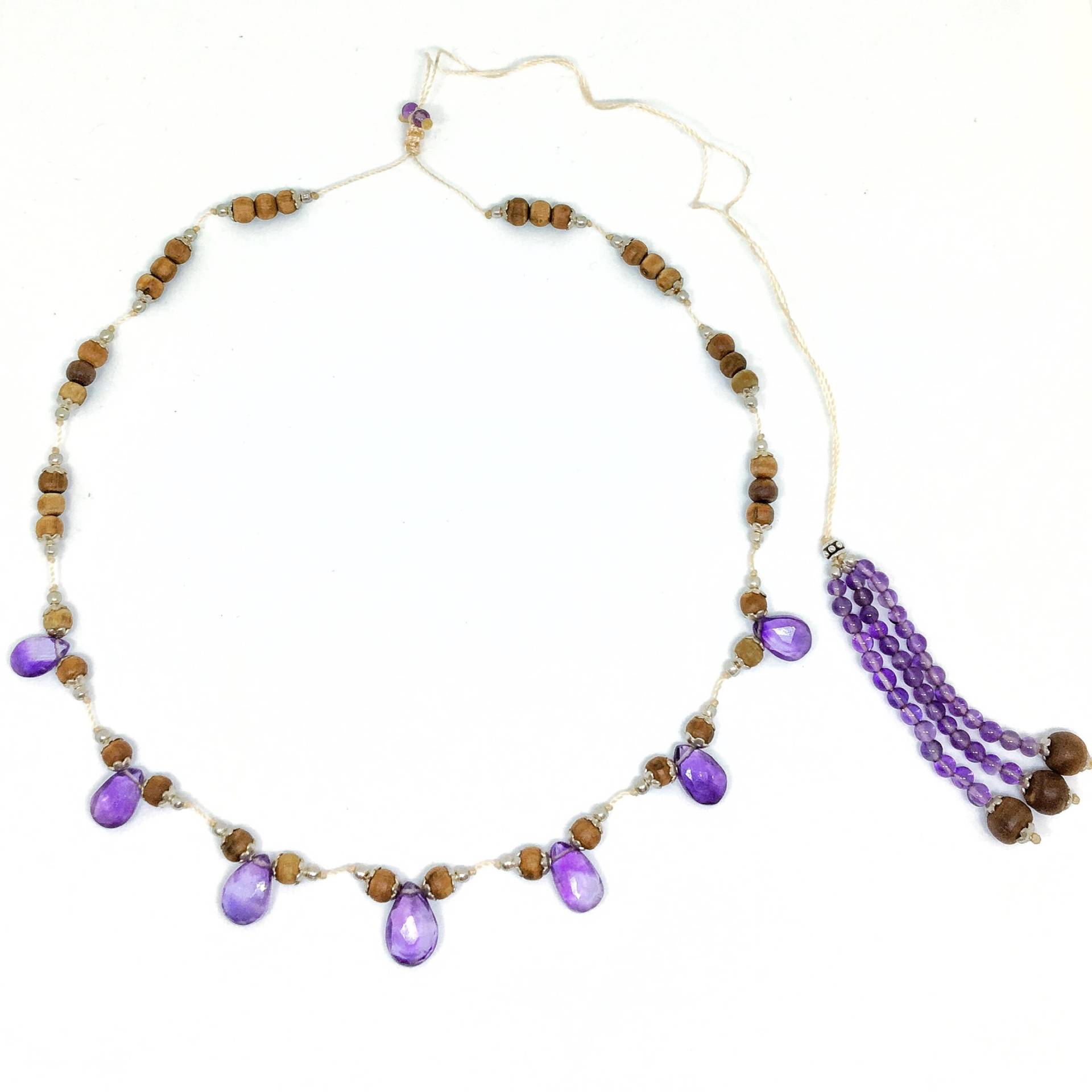 Einstellbare Mandiramani Facettierten Edelsteine Geknotet Tulasi Halskette Mit Einer Quaste von TulasiMaharani