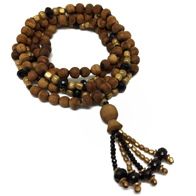 Kala Mala 108 Tulasi Tulsi Black Onyx Und Messing - Perlen, 108, Yoga-Schmuck, Meditation Perlen von TulasiMaharani