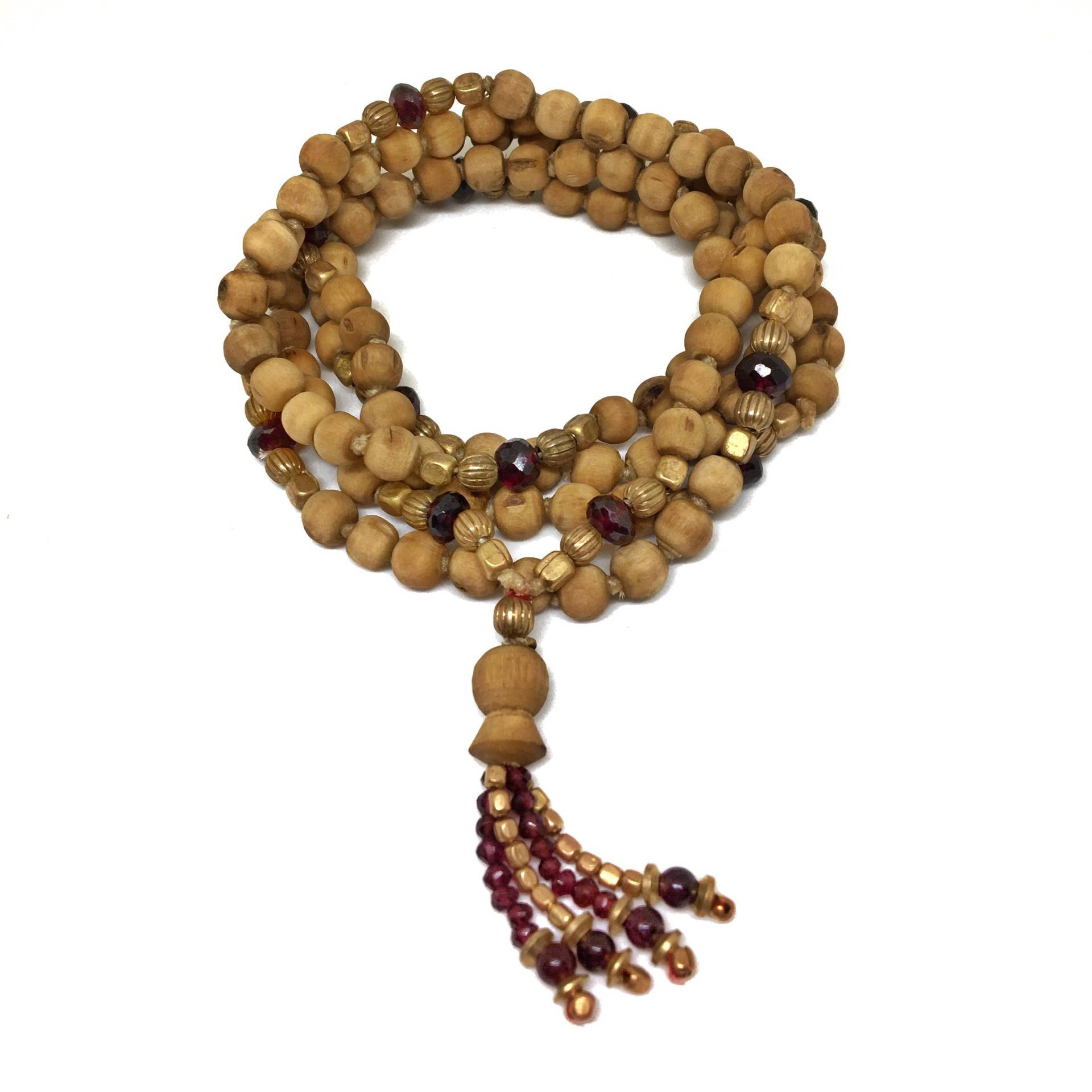 Kamal Mala 108 Tulasi Tulsi Granat Und Messing - Perlen, 108, Yoga-Schmuck, Meditation Perlen von TulasiMaharani