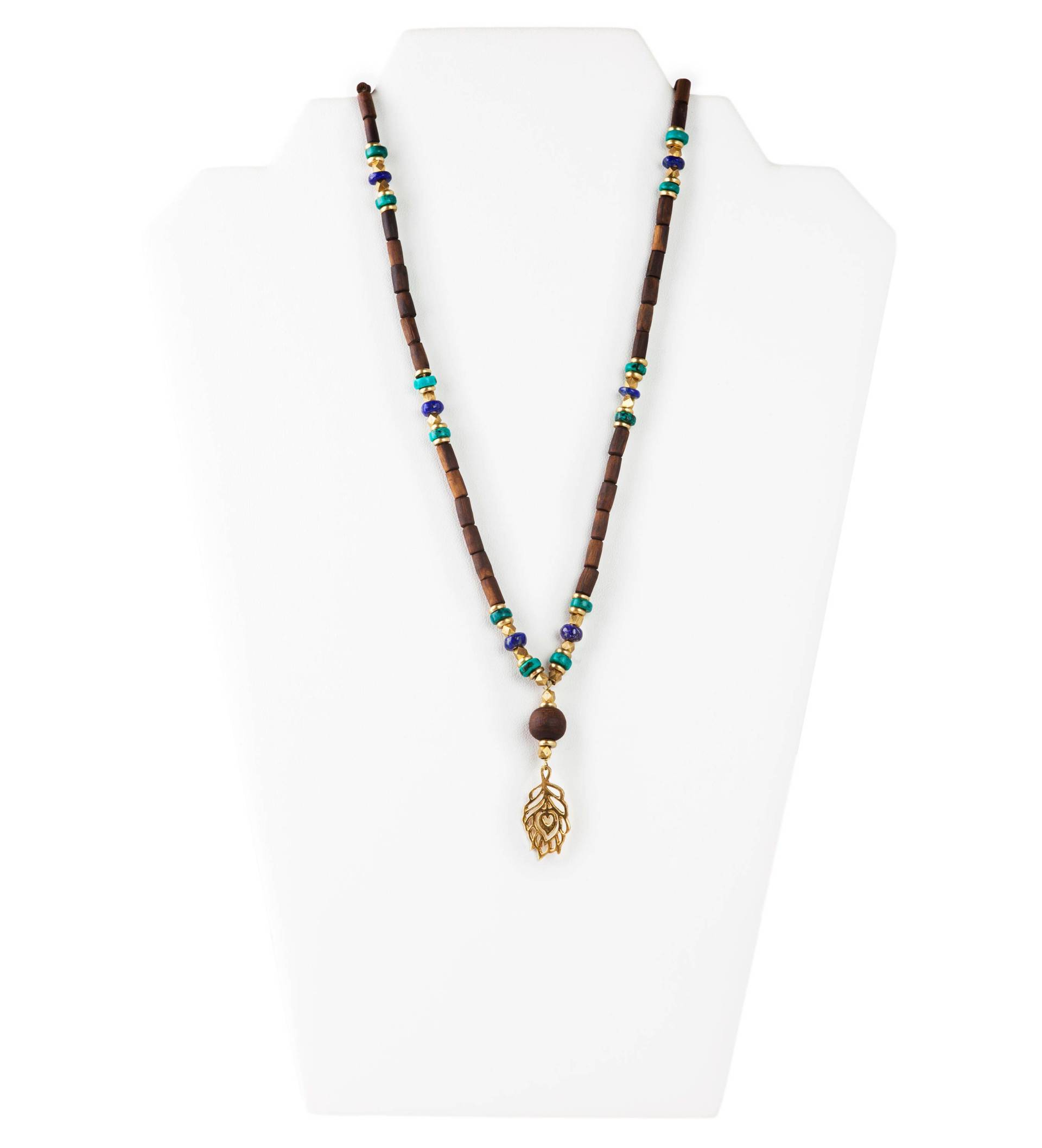 Mora Türkis/Lapis Kleine Messinganhänger Pfau Tulasi Tulsi Halskette von TulasiMaharani