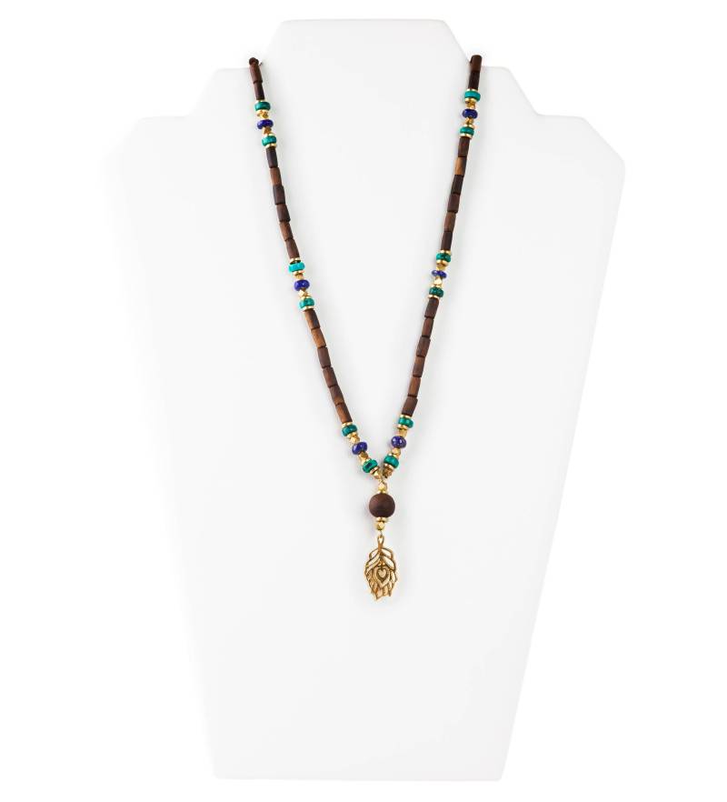 Mora Türkis/Lapis Kleine Messinganhänger Pfau Tulasi Tulsi Halskette von TulasiMaharani