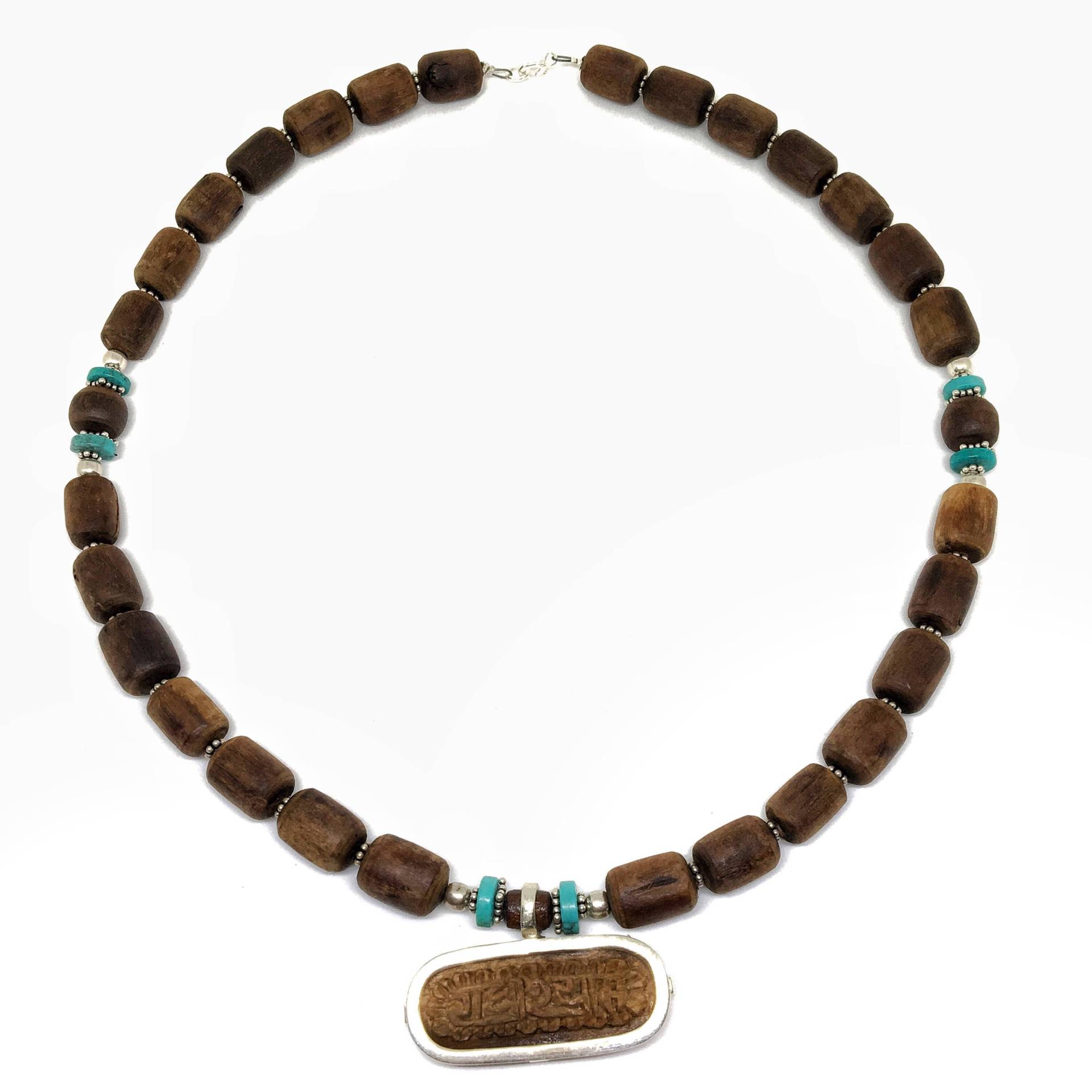 Radhe Shyam Türkis Tulasi/Tulsi Kette Mit Sterling Silber Und Original Geschnitzt Anhänger von TulasiMaharani