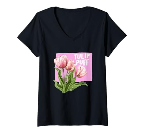 Damen Lustige Tulpenblüte für Wildblumen und Samenliebhaber T-Shirt mit V-Ausschnitt von Tulip Outfit