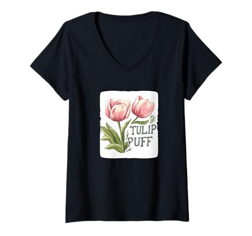 Damen Tolles Tulpen-Pflanzenkostüm für Blumen- und Tulpenliebhaber T-Shirt mit V-Ausschnitt von Tulip Outfit