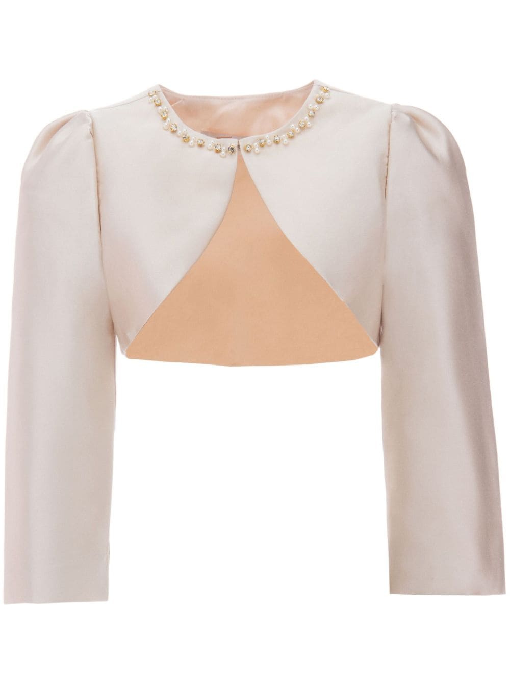 Tulleen Cropped-Jacke aus Satin - Nude von Tulleen